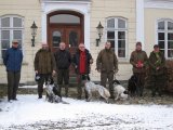 IMG 0082  'Dagen er ovre'. Fra V t H. Terrænleder Poul, Hap' og mig, Flink bondemand Poul, Erik og Winston, Lars og Sille, Hennig og Ofelia, Dommer Valdemar
