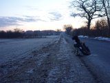 DSC00605  Morgen ludt før vi skal afsted på næste dags prøve..frost..nå det bløder nok op når solen kommer