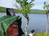 DSC05285  Hap' får stand lige ved brinken ..rype sidder 1-2m fra vandkanten..nå håber han kan finde dem i morgen når det går løs